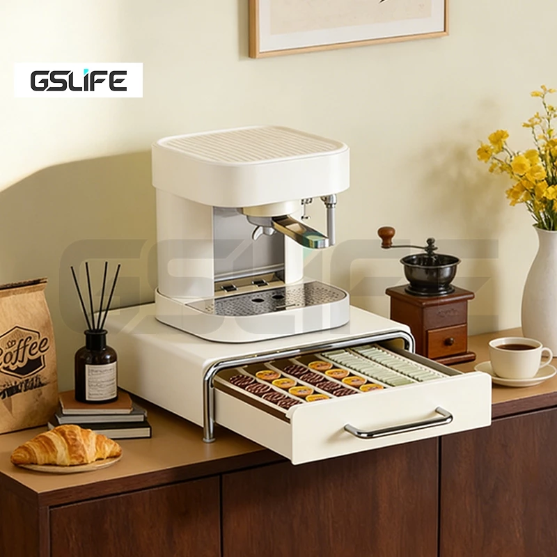 GSlife กล่องลิ้นชักเก็บแคปซูลกาแฟ ชา แบบตั้งโต๊ะ ชั้นวางแคปซูลกาแฟ แบบลิ้นชัก สําหรับเก็บแคปซูลชา