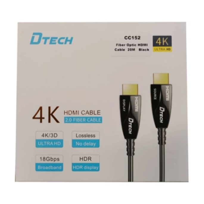 Dtech Fiber 2.0 optic HDMI  Cable 20M  Black CC152  4K
