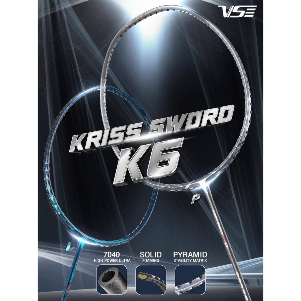 (ใหม่) ไม้แบดมินตัน VS รุ่น NEW KRISS SWORD K6 P/L (4U/5U) Badminton Racket