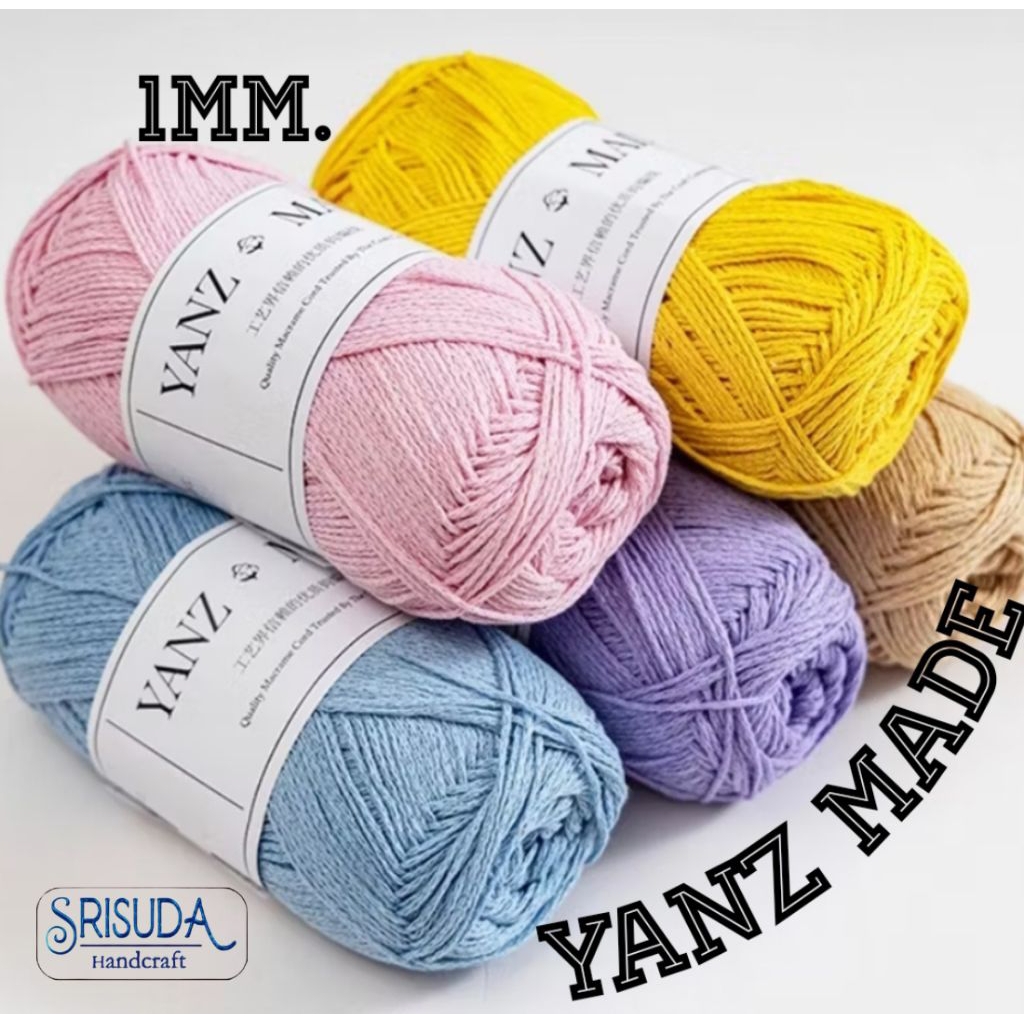 Yanz made1mm100g. คอตตอนทอ1มม.(สไตล์เกาหลี)เส้นด้ายฝ้าย สำหรับถักกระเป๋า ถักโครเชต์ งานDIY