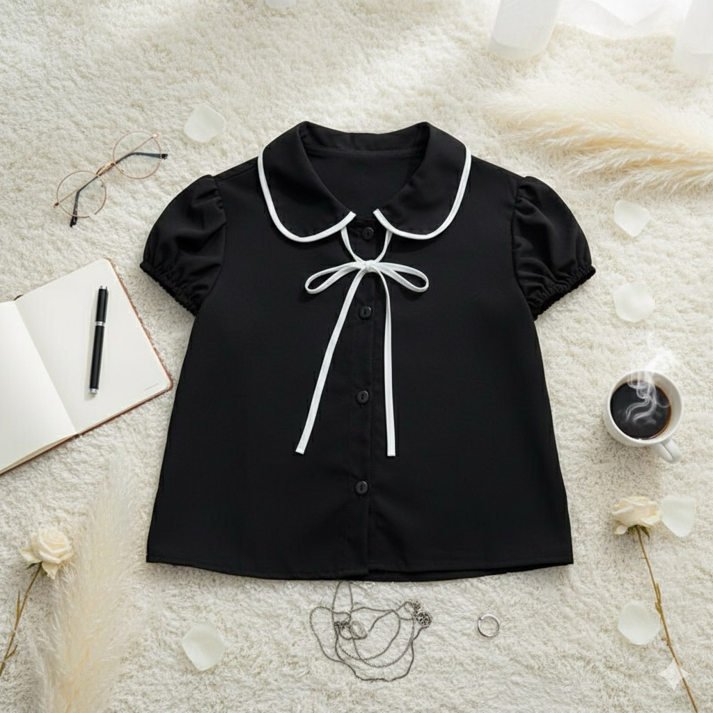 เสื้อเชิ้ตสีดำคอบัวฟรีไชร์อก-38