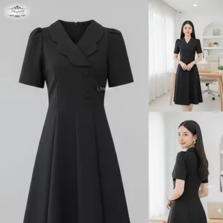 TG(พร้อมส่ง ส่งของทุกวัน)ชุดเดรสสีดำ ผ้าพรีเมี่ยม ผ้าไม่บาง ผ้าทิ้งตัวอยู่ทรงสวย แพทเทริน์เป๊ะ พร้อมส่งฟรีปลายทาง ihap88