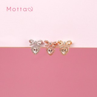 Motta Earring ต่างหูติดหูชุบทองคำขาว โบว์เพชรสวยดีไซน์หัวใจ