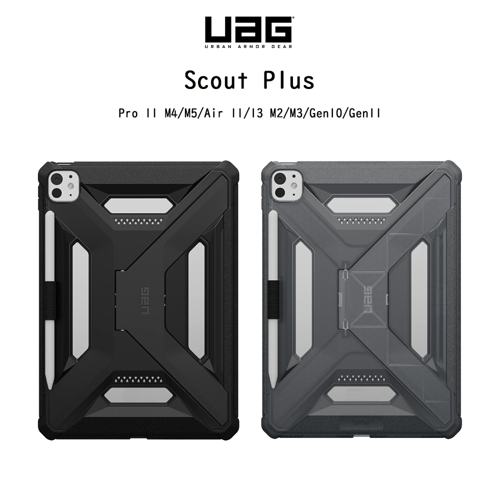UAG Scout Plus เคสฝาหลังพร้อมขาตั้งผ่านมาตราฐานกองทัพอเมริกา MIL-STD เคสสำหรับ iPad Pro 11 M4/M5/Air 11/13 M2/M3/Gen11