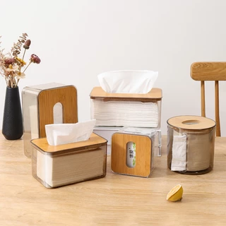กล่องใส่ทิชชู่ โปร่งใส มีฝาปิด มีหลายขนาด Tissue Box กล่องเก็บทิชชู่ กันฝุ่น ดีไซน์เรียบหรู Simple Living
