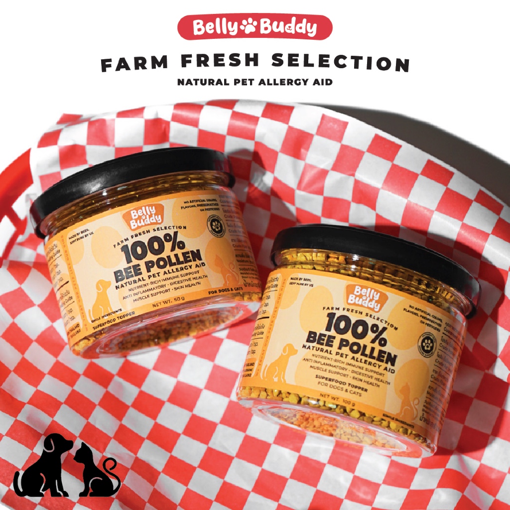 Belly Buddy เกสรผึ้งออแกนิก ขนาด50g 100g สำหรับสุนัขและแมว บำรุงขนและผิวหนัง สร้างภูมิคุ้มกัน