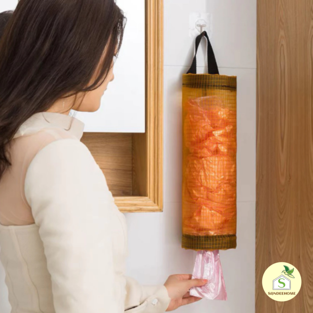 ที่เก็บถุงพลาสติกแบบติดผนัง  มีรูดึง หยิบสะดวกและเป็นระเบียบ  สำหรับห้องครัว