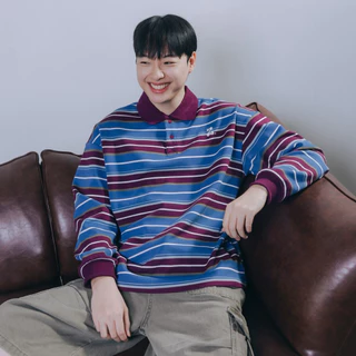 ZAMIO Remy polo เสื้อโปโลแขนยาวลายทางทรง oversize