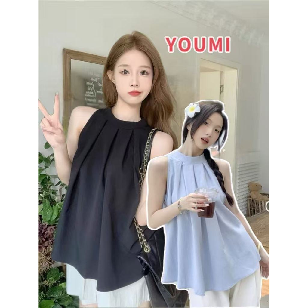 พร้อมส่ง✨เสื้อแขนกุด ชายพริ้วยาวไม่เท่ากัน สีพื้น จับจีบ สไตล์ลำลอง สำหรับผู้หญิง