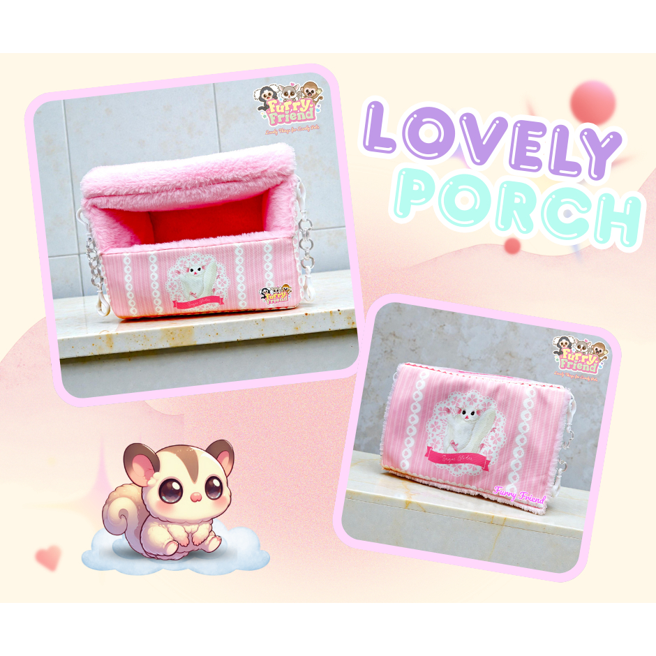 บ้านนอน Lovely Porch ซับขนนุ่ม สำหรับบุชเบบี้ ชูการ์ไกรเดอร์ สัตว์เลี้ยงขนาดเล็ก