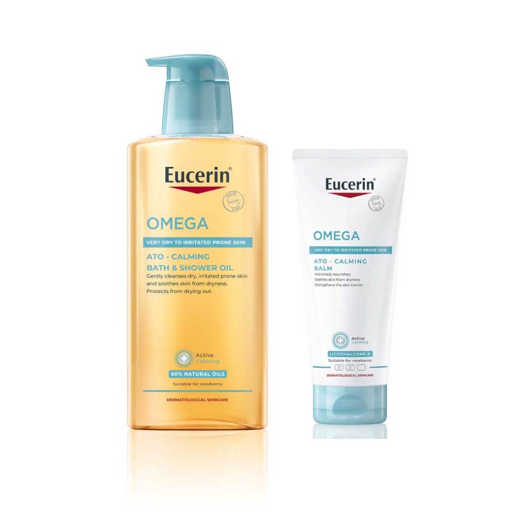 EUCERIN Omega Ato-Calming Bath&Shower Oil 400ml.+Omega Ato-Calming Balm 200ml.