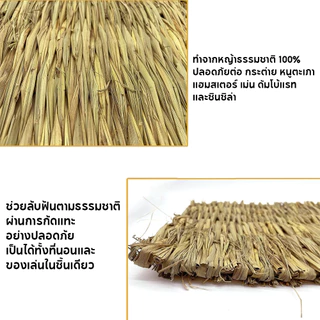 PETLUSCI ที่นอนหญ้าแห้ง เสื่อหญ้า รองพื้นกรงกินได้ ของเล่นลับฟันกระต่าย สำหรับ กระต่าย หนูตะเภา