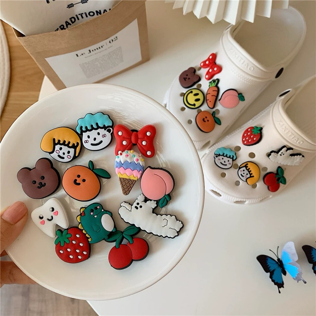 💦พร้อมส่ง💦จิ๊บบิท ตัวติดรองเท้าที่มีรู ลายการ์ตูน น่ารักๆ มุ้งมิ้ง ตัวติด (ราคาต่อ 2 ชิ้น)