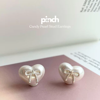 Pinch Candy Pearl Studs Stud Earrings ต่างหูมุกประดับโบว์
