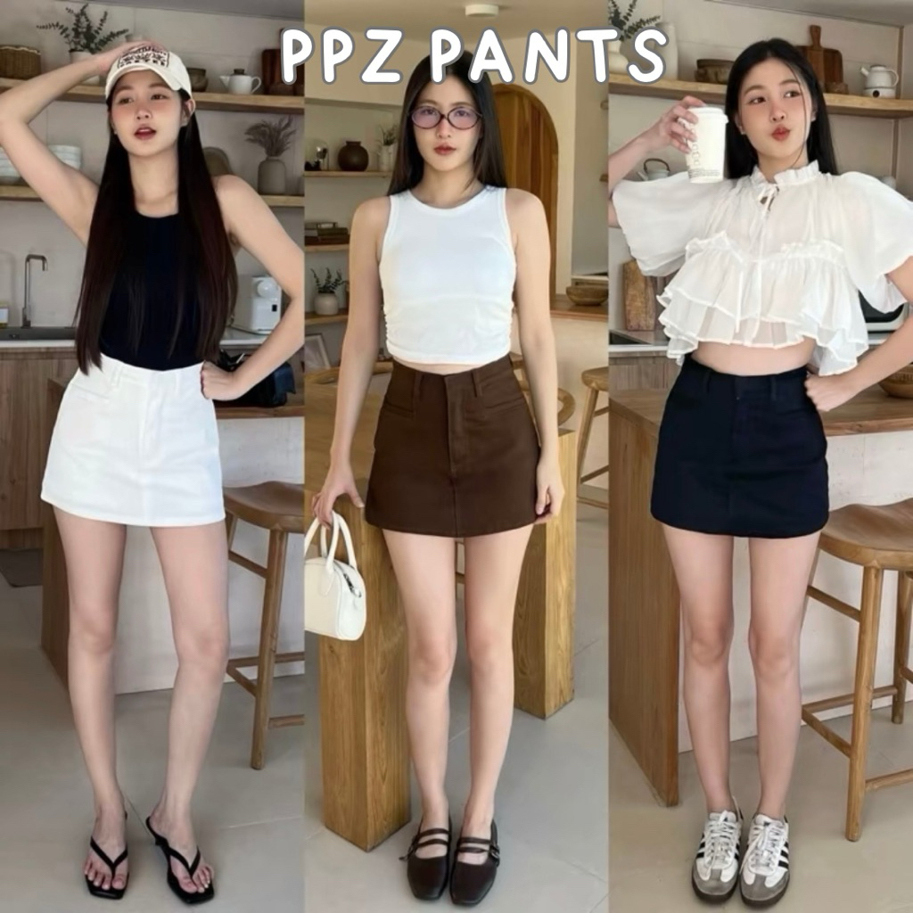 𝐁𝐚𝐦𝐛𝐢 𝐬𝐤𝐢𝐫𝐭 กระโปรงยีนส์ ผ้าคอทตอลยืด มีซับใน ตะขอหน้า กระเป๋าหน้า ใส่สบาย กระโปรงสั้นผู้หญิง ป้าย Chu-5kg