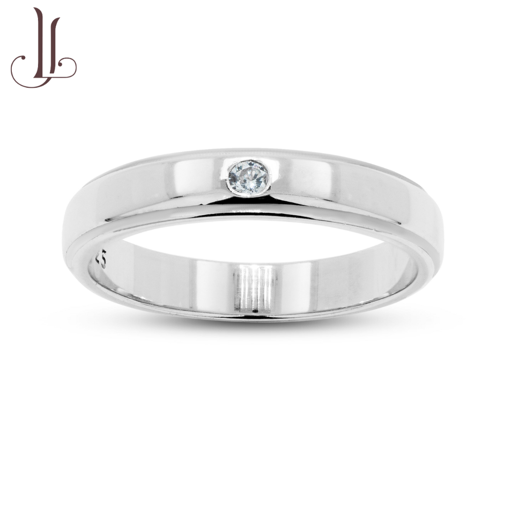 แหวนเงินแท้ 925 ฝังเพชรสวิส (CZ) LJR08 Lovejewelry