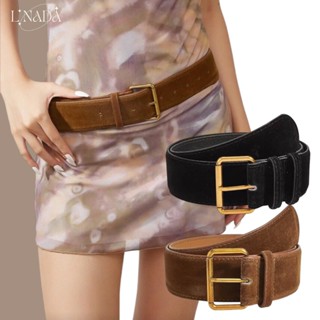 L'NADA【พร้อมส่ง】เข็มขัดกำมะหยี่ทรงหนาหัวทองสไตล์เกาหลี ดูแพง…