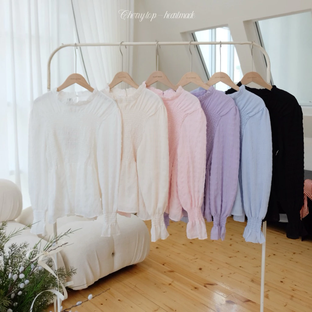 (C71)Heartmade-Cherry top🍒(สินค้าพรัอมส่ง)เสื้อสม๊อคช่วงตัวซับในทั้งตัว