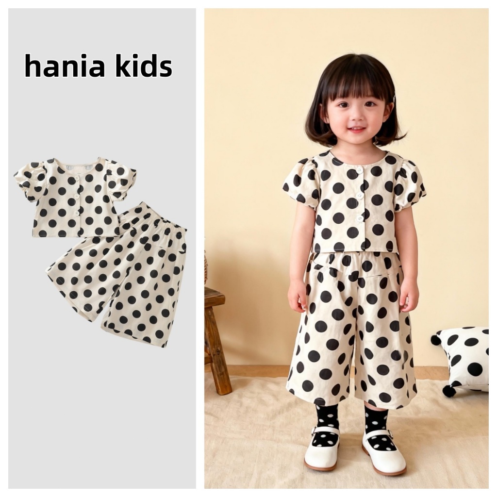 🚚มีสินค้าพร้อมส่ง! ชุดเซ็ต เสื้อ + กางเกงลายจุด สุดน่ารัก - K4124932