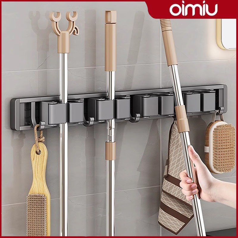 OIMIU ติดผนัง ที่หนีบไม้ถูพื้น ที่หนีบไม้กวาด ไม่ต้องเจาะ แข็งแรงทนทาน ที่หนีบอเนกประสงค์