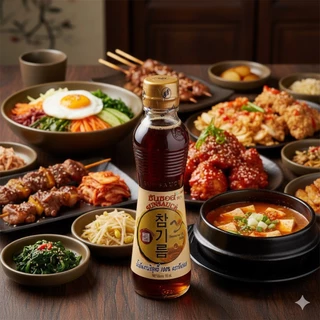 น้ำมันงา น้ำมันงาบริสุทธิ์(100%) น้ำมันงาเกาหลี 190 ml. - SUNSAUCE(ซันซอส)