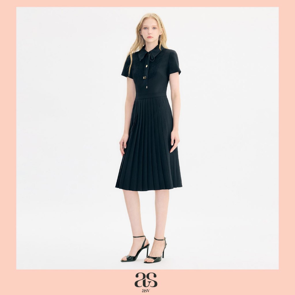 asv aw25 Kristin Midi Dress เดรสผู้หญิง แขนสั้น แต่งคอปก