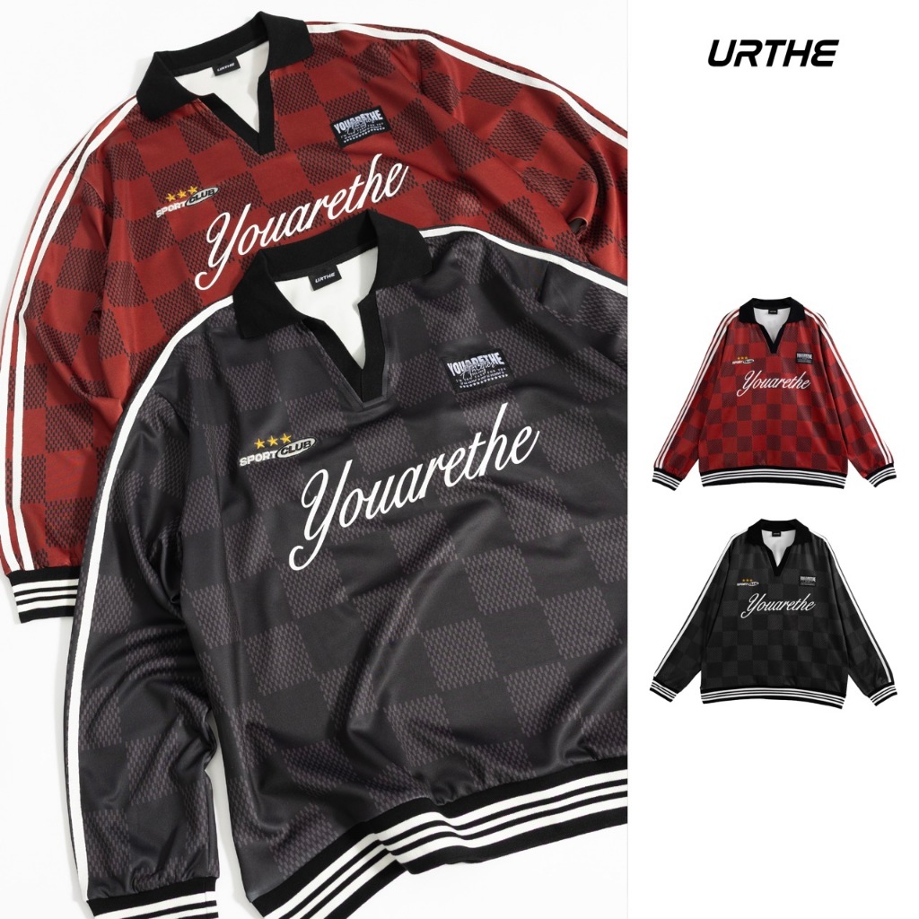 URTHE – เสื้อโปโล เสื้อแขนยาว Oversize รุ่น CHECKMATE POLO LONG SLEEVE