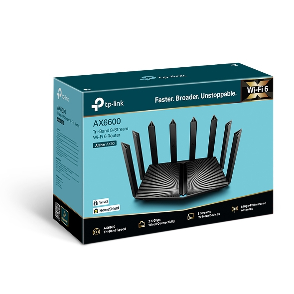 TP-Link Archer AX90 (AX6600) Tri-Band Wi-Fi 6 Router เราเตอร์ไวไฟ 6 แรงระดับไฮเอนด์ 8 เสา รองรับพอร์