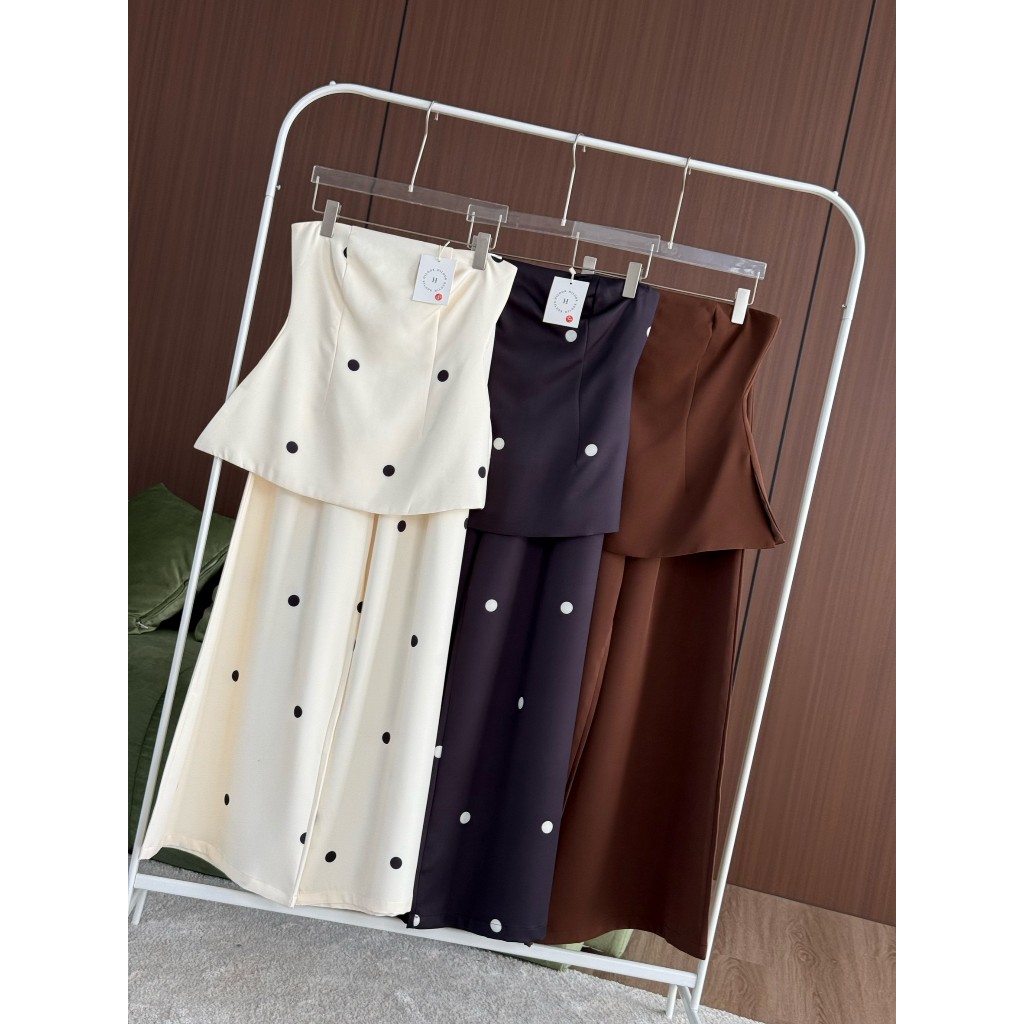 ชุดเชตเกาะอก เสื้อตัวยาวอกตรงสวย ผ่าข้าง +กางเกงทรงกระบอบใหญ่ ชิปหลัง - รูปที่ 6