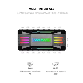 Coolmoon RGB Cooling Controller 4Pin PWM 5V 3Pin ARGB กล่องควบคุมพัดลมระบายอากาศ สำหรับคอมพิวเตอร์ มีแม่เหล็ก