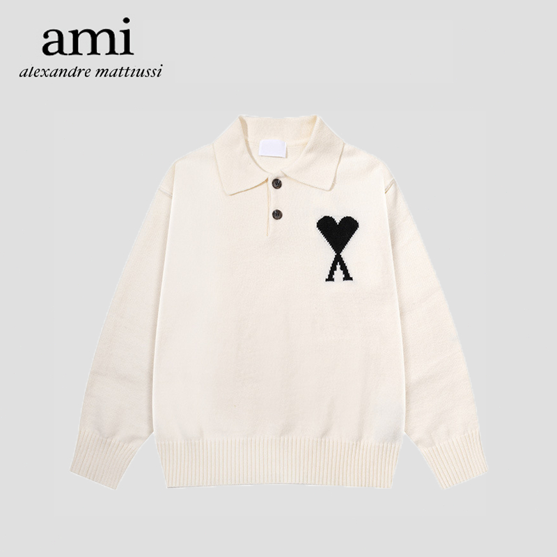 『 AMI Paris 』🇰🇷เสื้อ Ami Paris เสื้อโปโล Ami De Coeur เสื้อกันหนาว รักยิ่งใหญ่ ผู้ชายและผู้หญิง