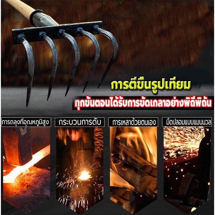 จอบถากหญ้าคมๆ คราดถากหญ้า9ฟัน/12ฟัน คราดเหล็กแมงกานีส รูปที่ 4