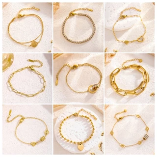 COD✅️สร้อยข้อมือสแตนเลสแท้ ลายแฟชั่น ไม่ลอกไม่ดำ พร้อมส่งในไทย ถ่ายจากสินค้าจริง