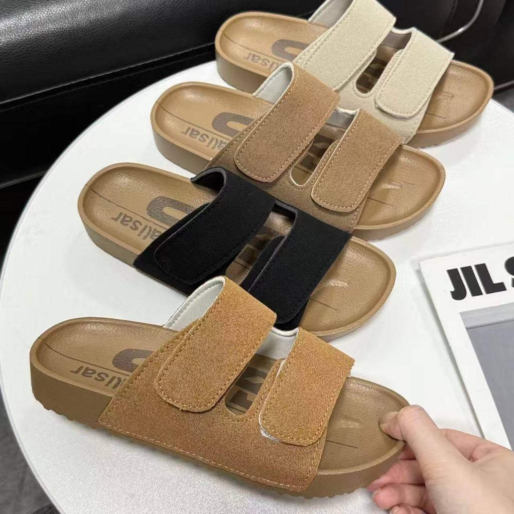 รองเท้าแตะผู้หญิง Falisar สไตล์เบอร์เกนเกาหลี พื้นหนา กันลื่น แบบสองส่วน วินเทจ ไซส์ 36-41 รุ่นB55-1