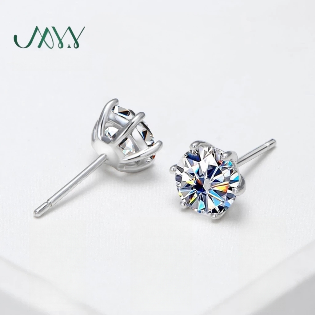 MYY ต่างหูเงินแท้ 925 Size6mm ฝังเพชร CZ  ไม่ลอก สำหรับคนแพ้ง่าย ต่างหูผู้หญิง เครื่องประดับ ของขวัญ