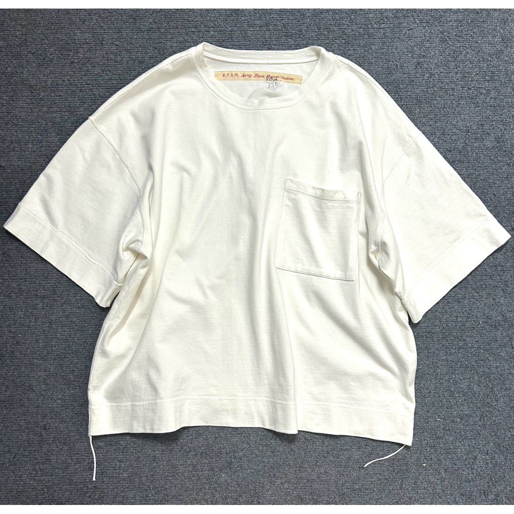 white cotton patch pocket t shirt kapital japan