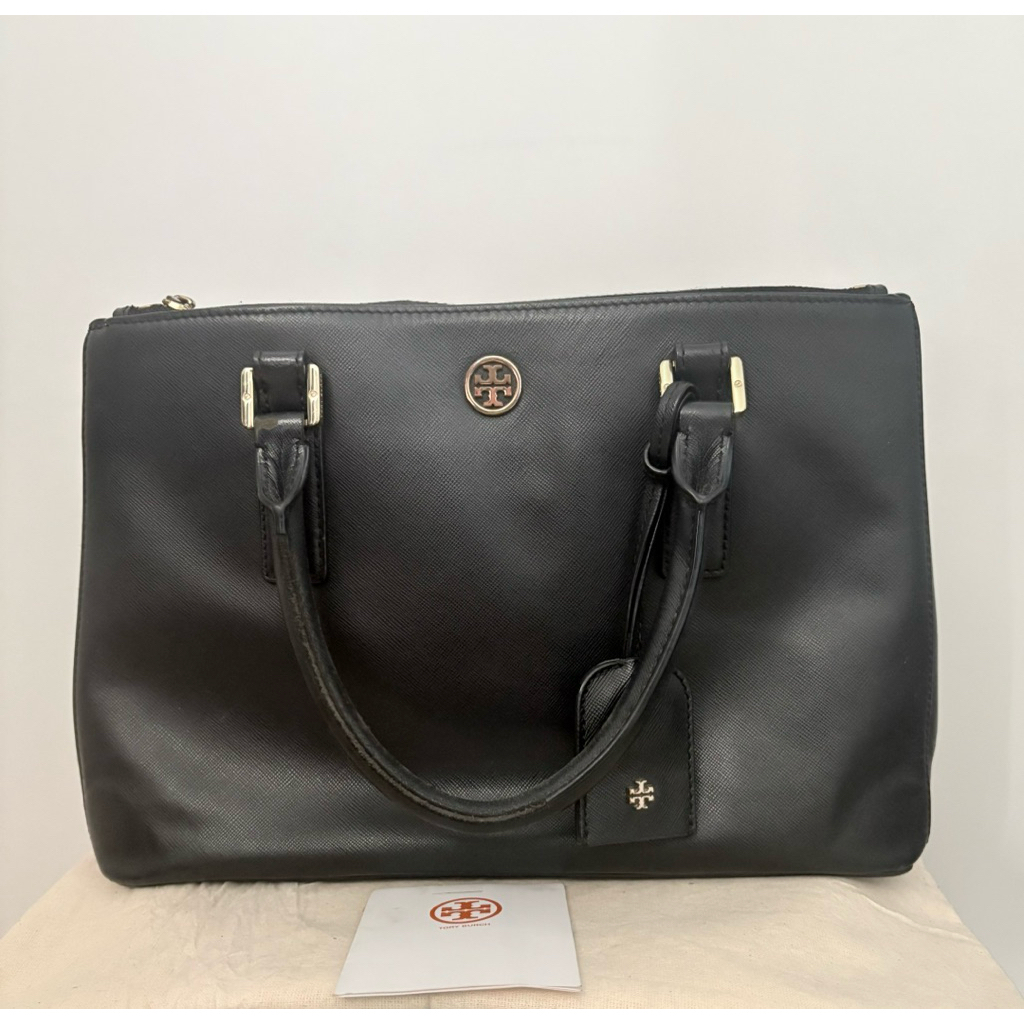Tory Burch Robinson 2way Tote Bag Hand/Shoulder bag Black W zip