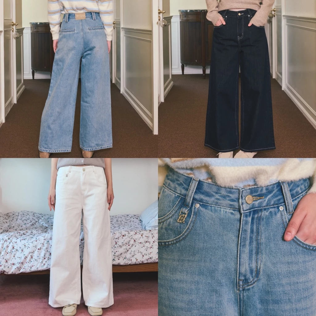 CHUUCHOP - (XS-4XL) Jacky Jeans กางเกงยีนส์ขากระบอกใหญ่ เก็บสัดส่วนได้ดี(CJ002)