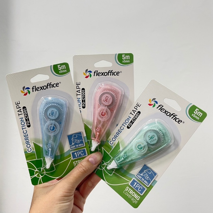 เทปลบคำผิด FlexOffice FO-CT001 แพ็ค 1/3 ชิ้น 5m x 5 mm