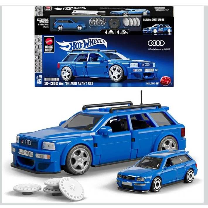 Mattel Brick Shop Hot Wheels Audi Avant RS2 Building Toy Kit (253 Pieces) JGR28