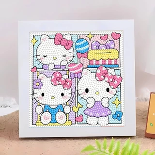ครอสติสคริสตัล ภาพครอสติสคริสตัล ลายซานริโอ้น่ารัก ภาพวาดเพชร DIY 17.5*17.5cm ของเล่นเด็ก การทำสมาธิ