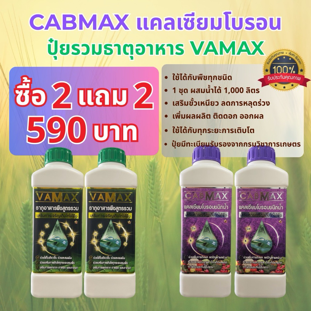 [ชุด 2 แถม 2] CABMAX+VAMAX แคลเซียมโบรอนเข้มข้ม แถม ปุ๋ยธาตุรวม (C2+V2)