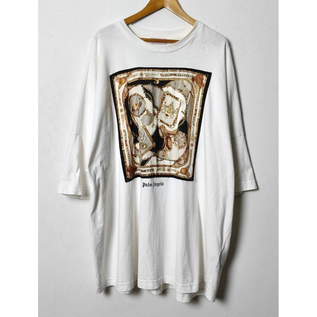 white cotton Palm..  oversized t-shirt made in italy