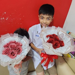 ช่อดอกกุหลาบกลิตเตอร์ 7 ดอก ความหมายดีมากๆ พร้อมส่ง