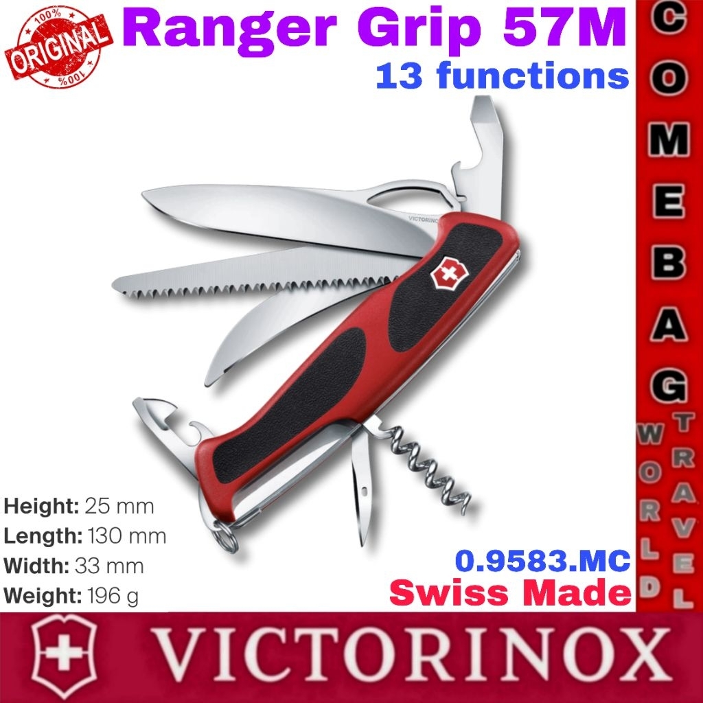 มีดพับVictorinox Ranger 57 M Grip 13ฟังก์ชั่นการใช้งาน ของแท้ Swiss Made 🇨🇭🇨🇭