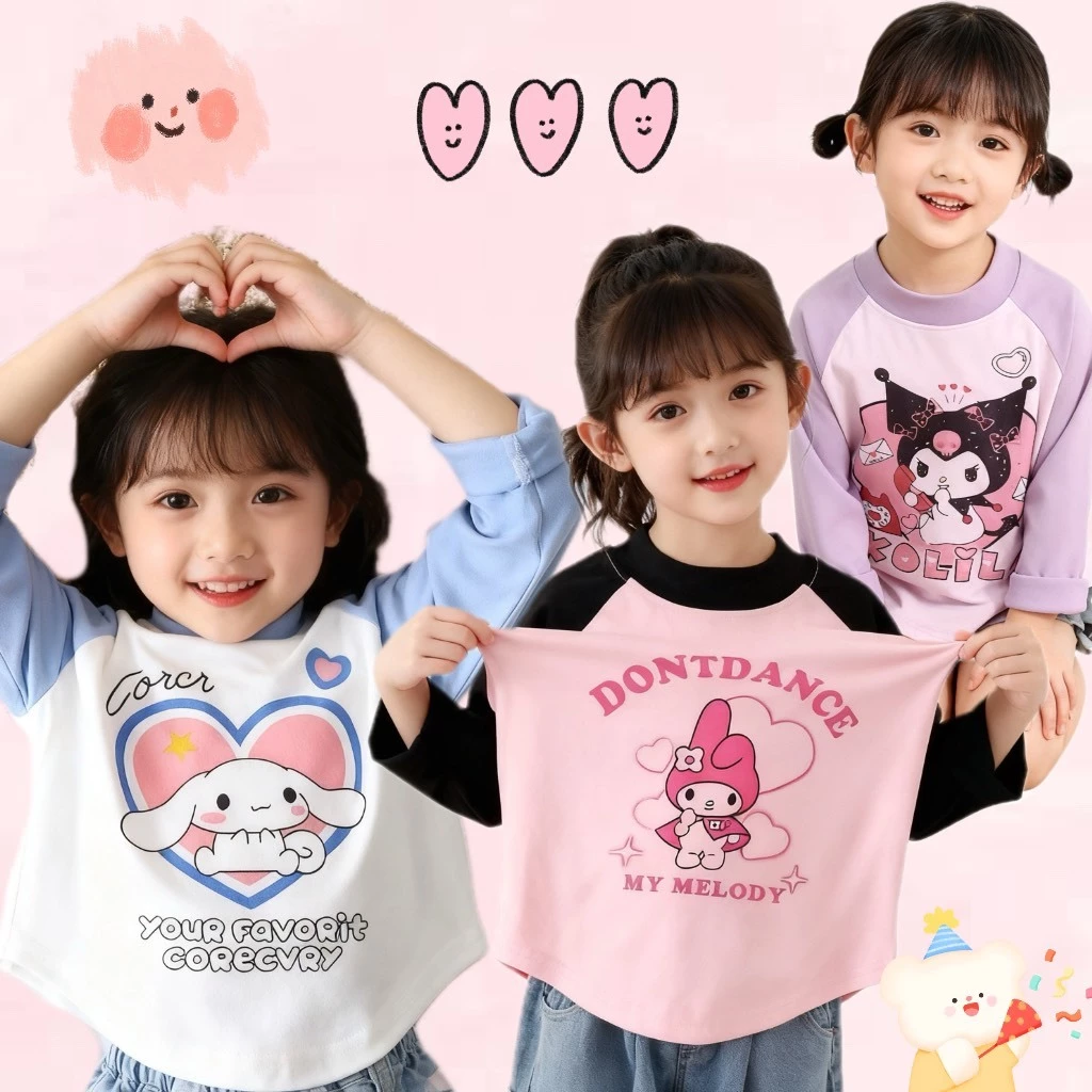 BB024 เสื้อยืดแขนยาว ขนาดเล็ก แฟชั่นสําหรับเด็กผู้หญิง พร้อมส่ง
