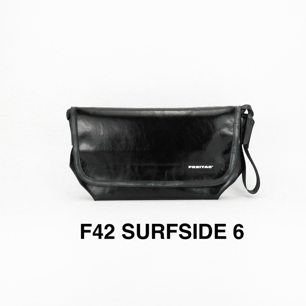 FREITAG F42 SURFSIDE 6  ผ้าดำ ใส้เทา ผ้าหนานุ่มเนื้อเนียน ผ้าเงา ผ้าสะอาดทั้งใบ มุม ขอบยาง 100%