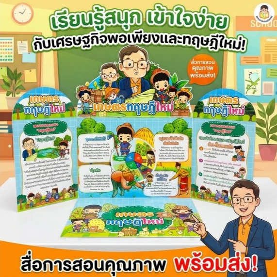 บอร์ดนิทรรศการ 3 พับ เกษตรทฤษฎีใหม่ | สื่อการสอน | พร้อมตั้งโชว์ ราคา ถูกที่สุด ดีลบีเคเค รูปภาพหลัก