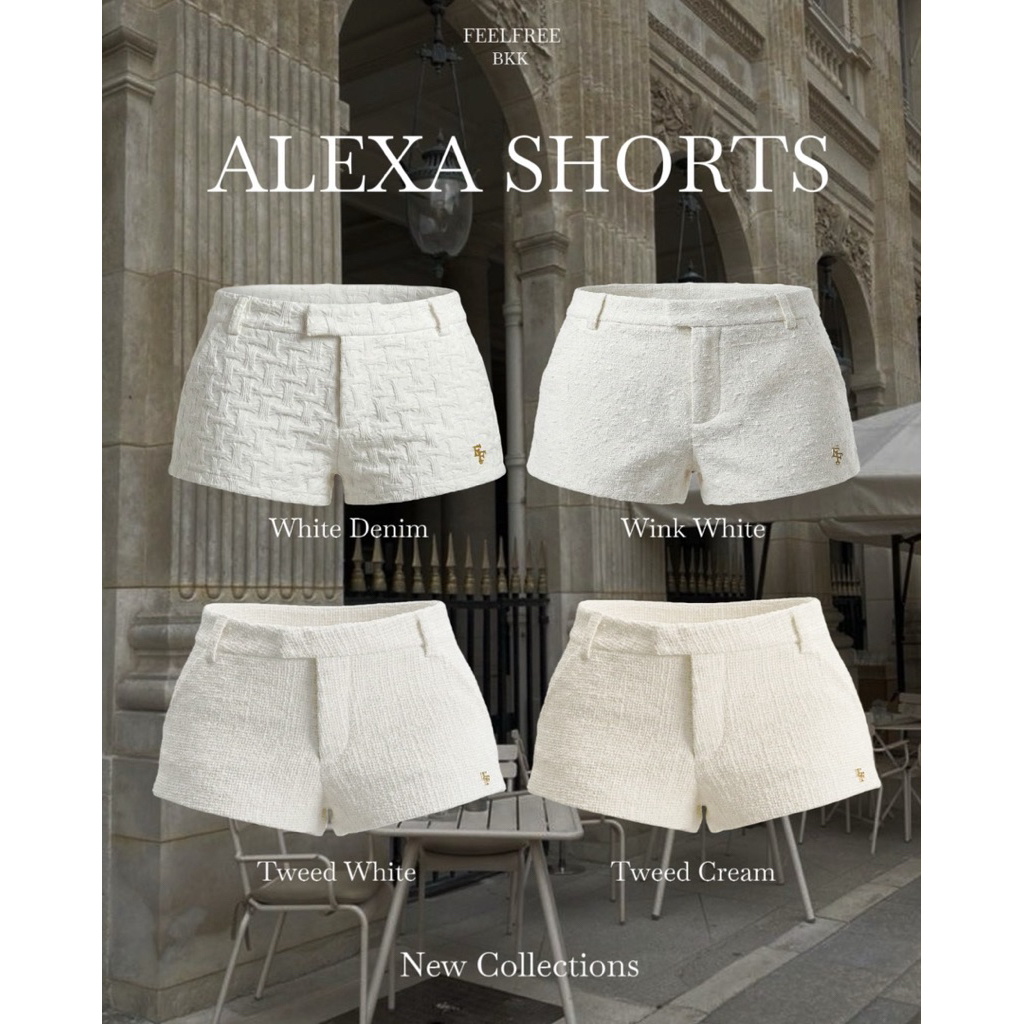 ALEXA SHORTS 790.-กางเกงขาสั้นเอวกลาง ทรงเนี้ยบ ดีไซน์เรียบหรู