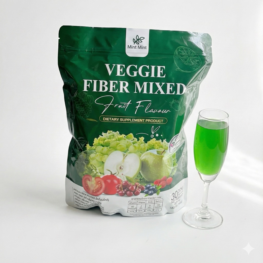 ไฟเบอร์ผักผลไม้รวม 30 ซอง Veggie Fiber Mixed Mint Mint